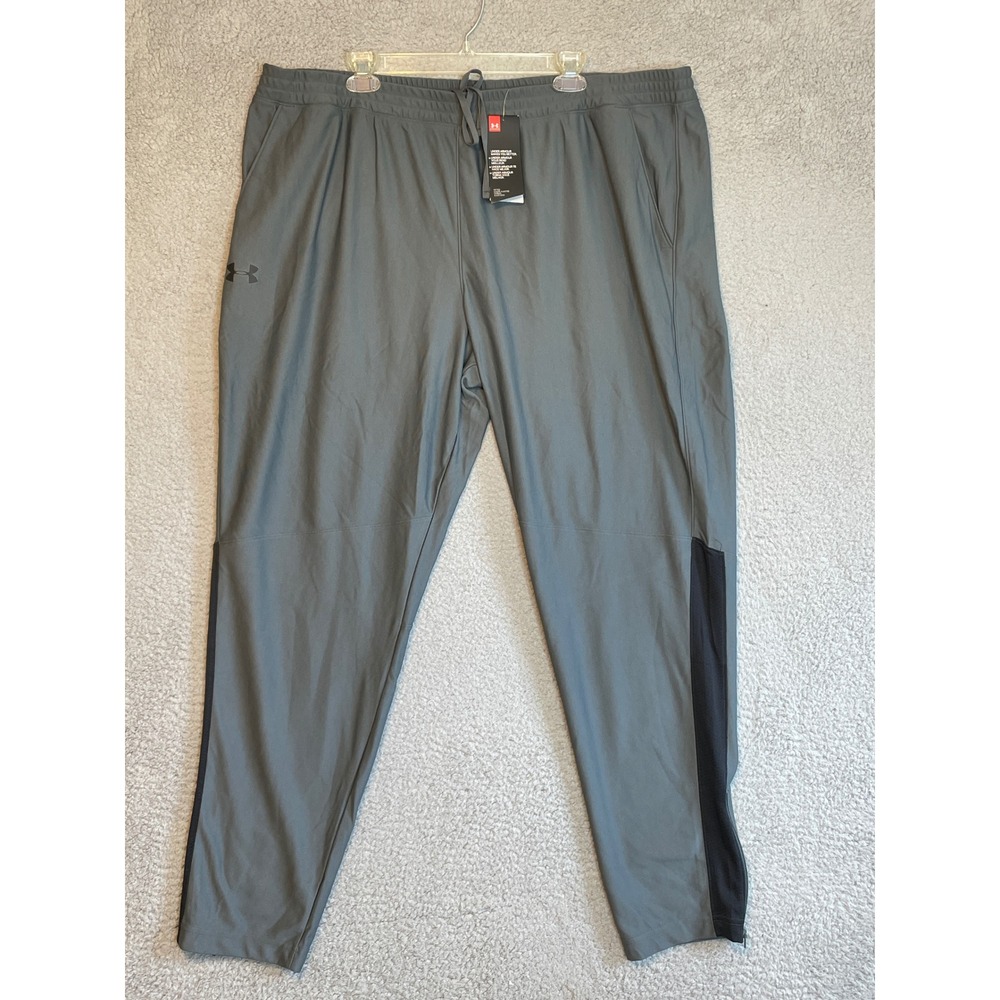 Under Armour Mens 3XL Training Pants Gray Black Fitted Athletic Joggers